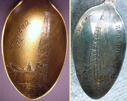 2 spoons with oil derricks