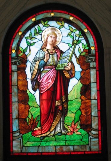 stained glass window in mausoleum - oak hill - by j.n.