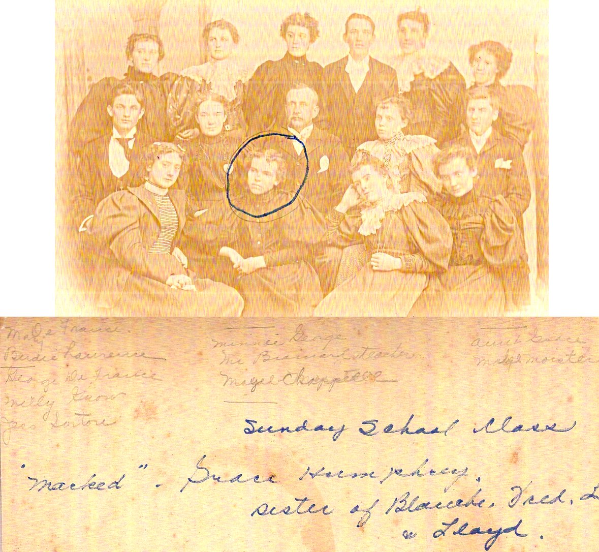 Duke Center Methodist Church Sunday School Class, about 1898 - donated by Charles Humphrey