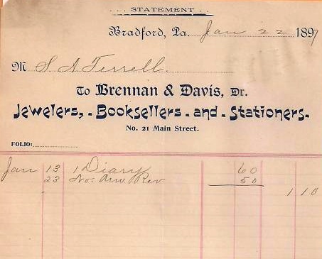 1897 Brennan & Davis receipt