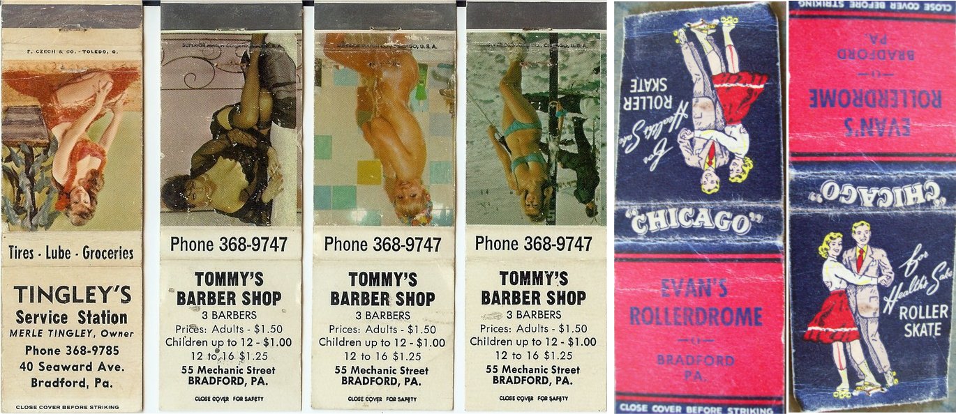 Matchbooks -Tingley's / Tommy's Barber Shop / Evan's Rollerdrome