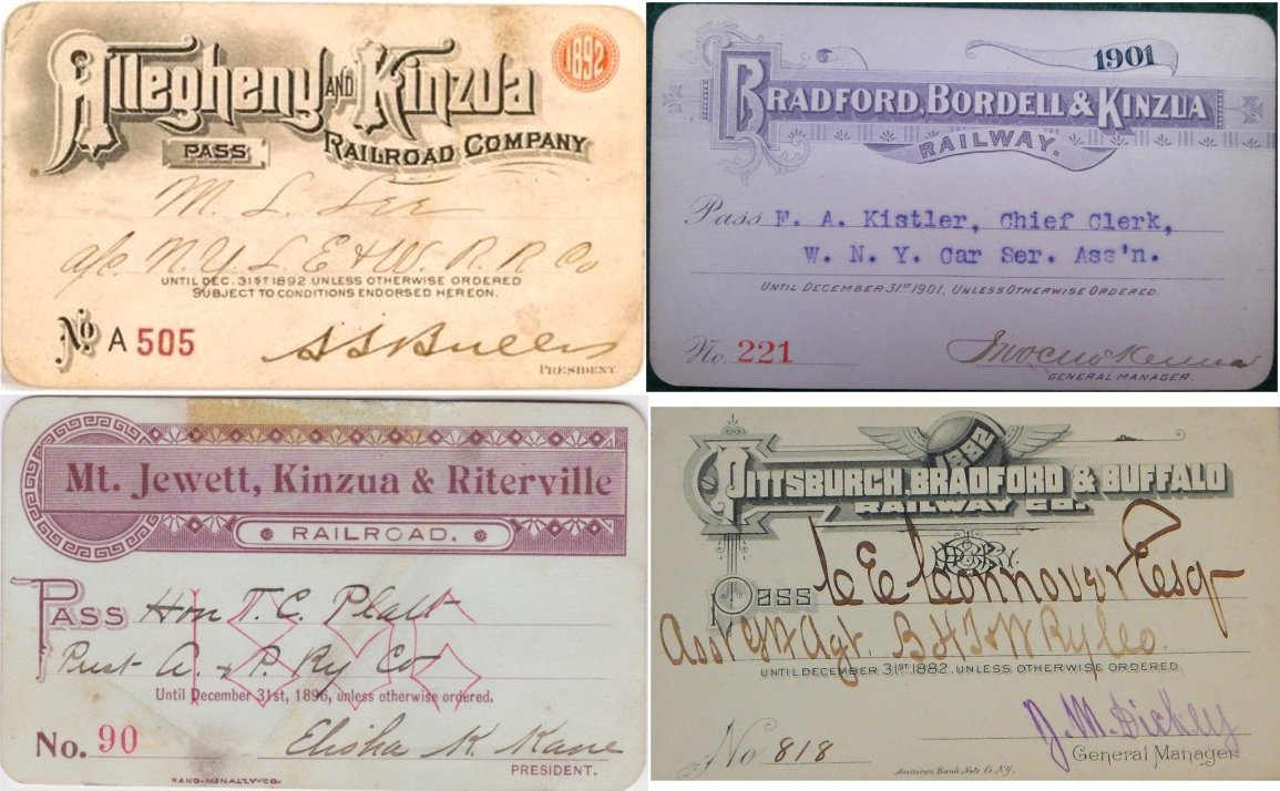 4 Railroad Passes 1882-1901