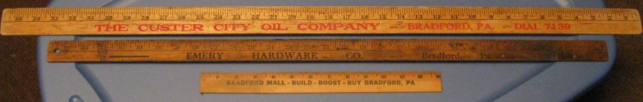 3 wood advertising rulers