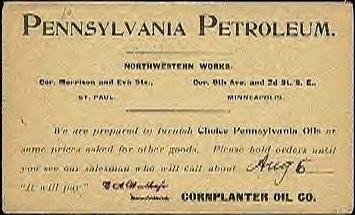 Cornplanter Oil Company Order Card -don./Mary Fairbanks