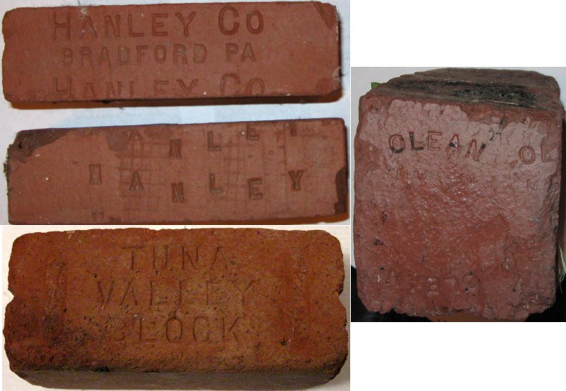 4 Bricks Marked Hanley Company, Tuna Valley Block, Made in Olean