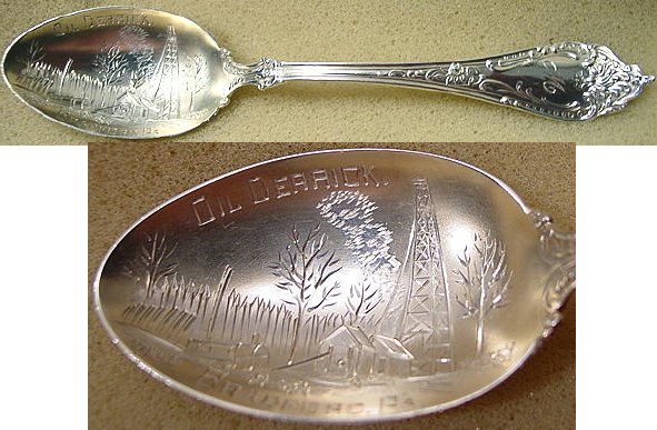 Souvenir Silver Spoon 1903 Oil Derrick, Bradford