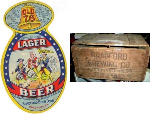 Old 76 Beer label / Bradford Brewing Company wood box