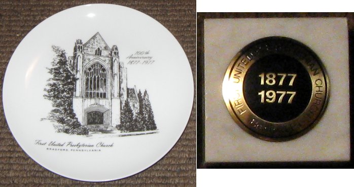 Bradford First United Presbyterian Church 100th Anniversary plate / paperweight 1977