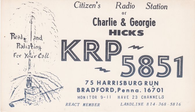 Citizen's Radio Station Ad Card