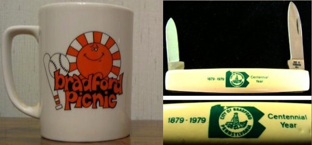 1960s Corning Family Picnic Mug, Oil Centennial Case Pocket Knife -don/Ron Wight Jr