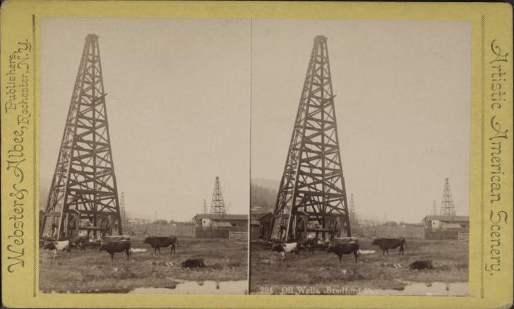 Oil Wells in Bradford PA - stereoview