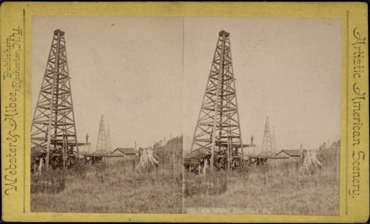 Oil Wells, Bradford PA - stereoview