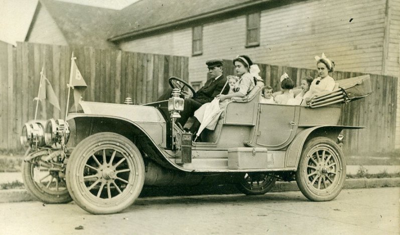 young ladies in car