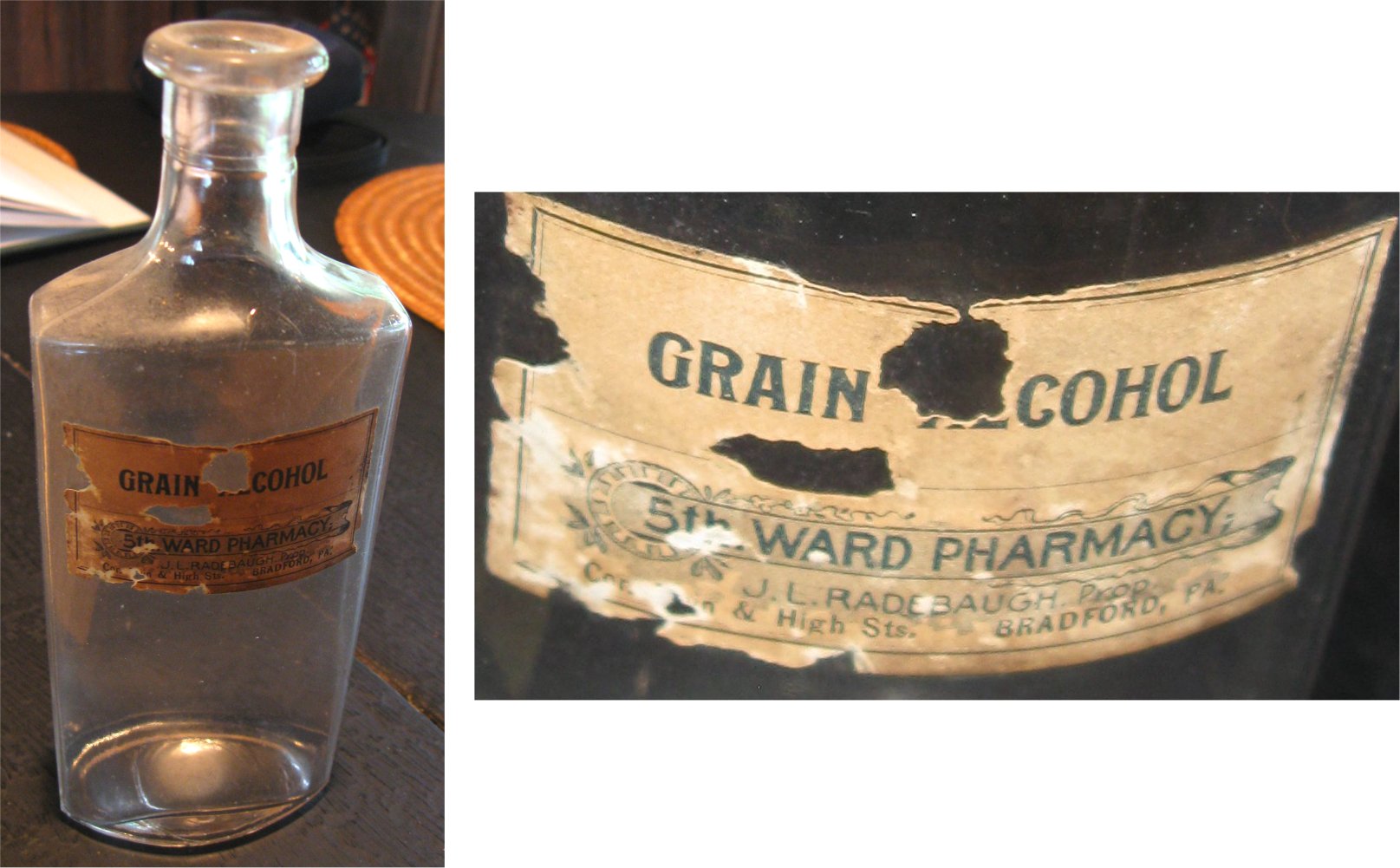 Grain Alcohol Bottle from Radebaugh's Pharmacy