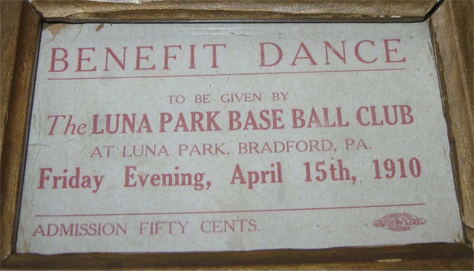 Luna Park 1910 Dance Admission Ticket