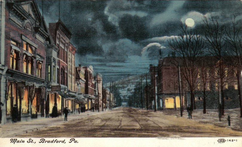 Moonlit view of Main St -don./D. Rathfon