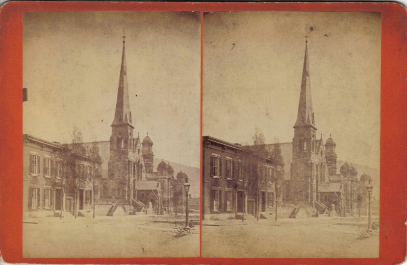 stereograph w/ church steeple -don./D. Rathfon