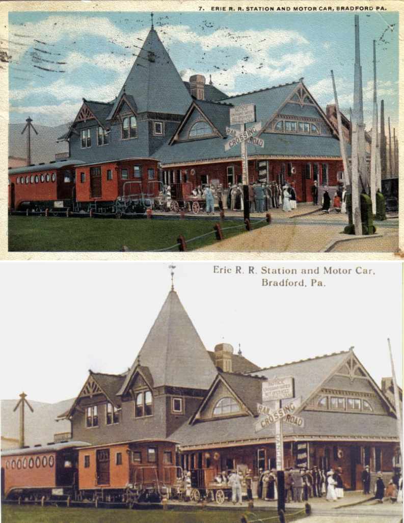 Erie Railroad Station & Motor Car in Bradford