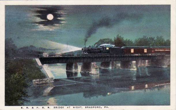 Railroad Bridge at Night - Bradford