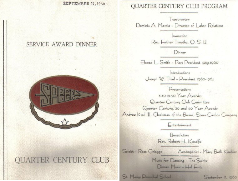 1960 Speer Carbon Quarter Century Club