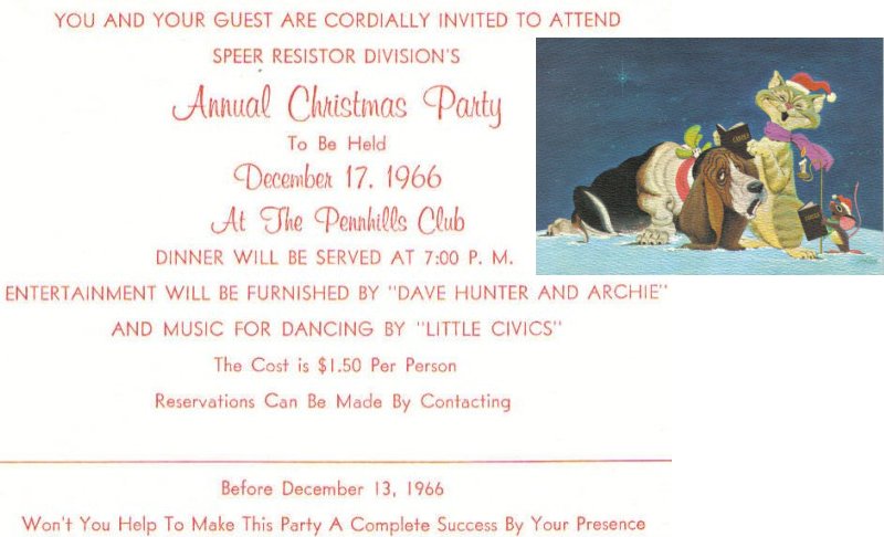 1966 Speer Christmas Party Invitation