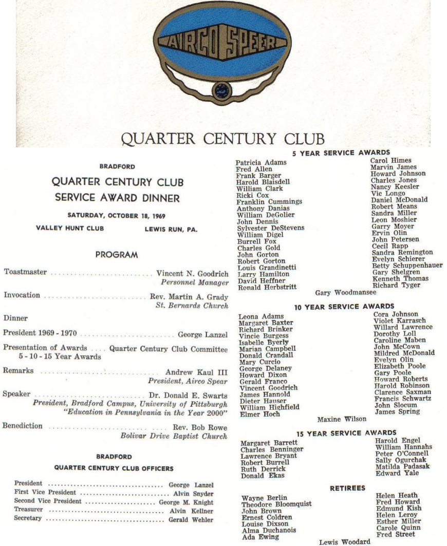 1969 Airco Speer Quarter Century Club