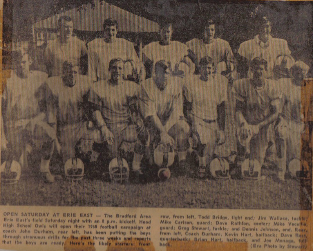 Bradford High School Football 1969 Starters vs Erie East -don./D. Rathfon