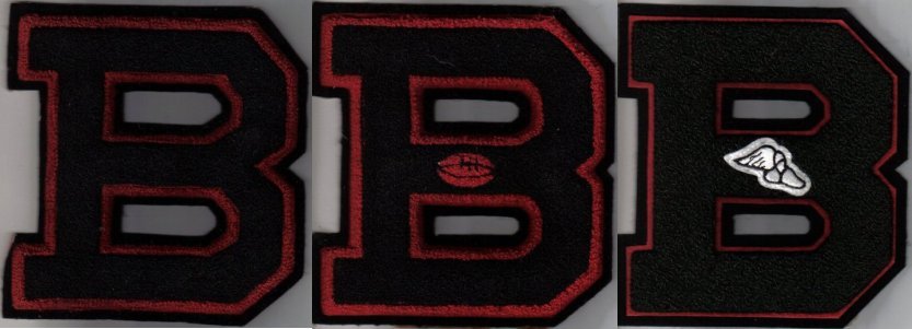 BHS Letters -Football 1936 Frank Colestro, Football '69 Dave Rathfon, Track '92 John Rathfon -don./D. Rathfon