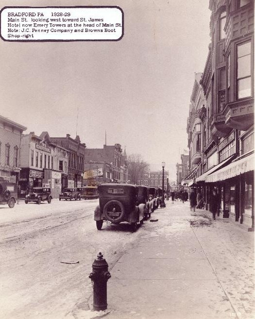 Main St west to St. James Hotel 1928, don./D. Rathfon