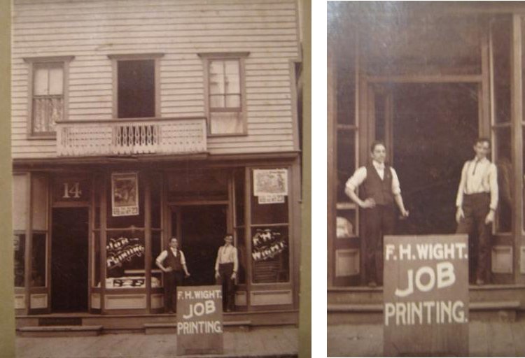 Floyd Haskey Wight's (left) Print Shop, 12 Chambers St, about 1910 -donated by Ron Wight Jr